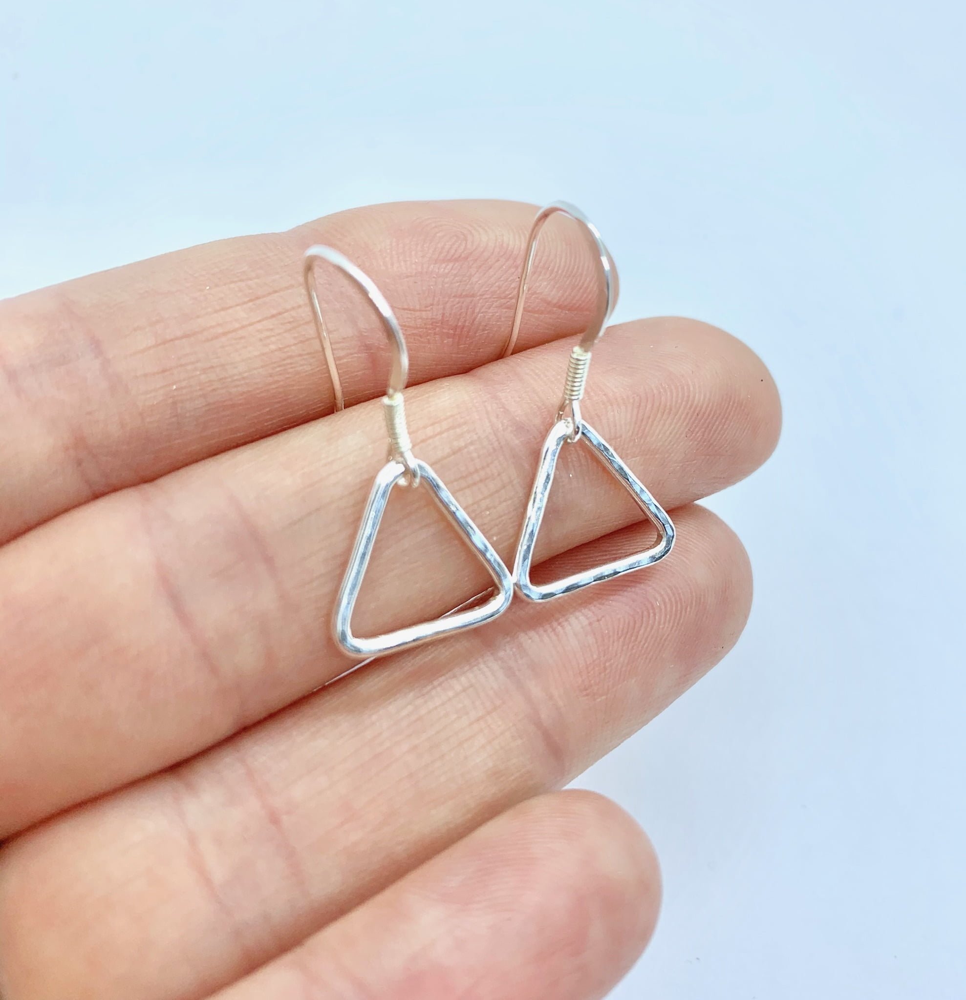 Silver triangle earrings
